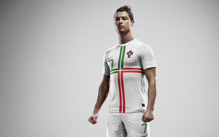 Cristiano Ronaldo wearing Portugal national football team kit