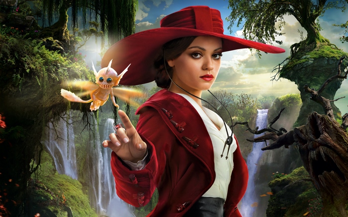 Mila Kunis with a fairy in a fantasy forest