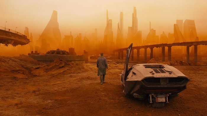 Ryan Gosling in a dystopian city