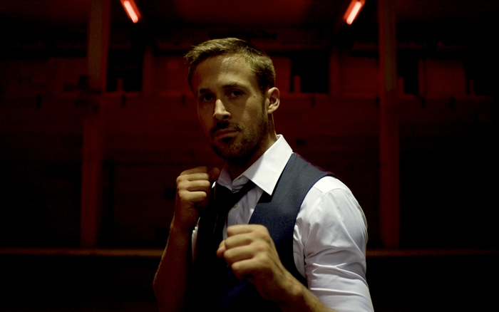 Ryan Gosling in a fighting stance