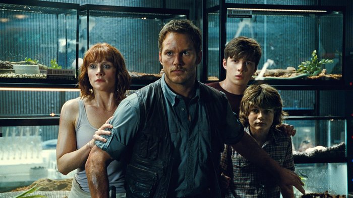 Chris Pratt and others in Jurassic World
