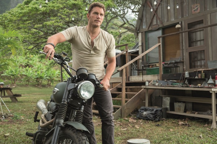 Chris Pratt on a motorcycle