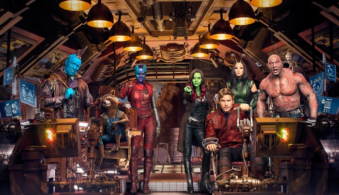 Guardians of the Galaxy characters on a spaceship