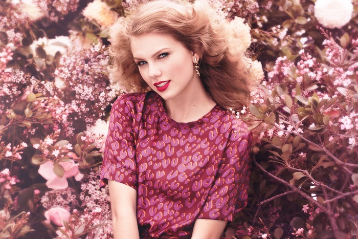 Taylor Swift in floral setting