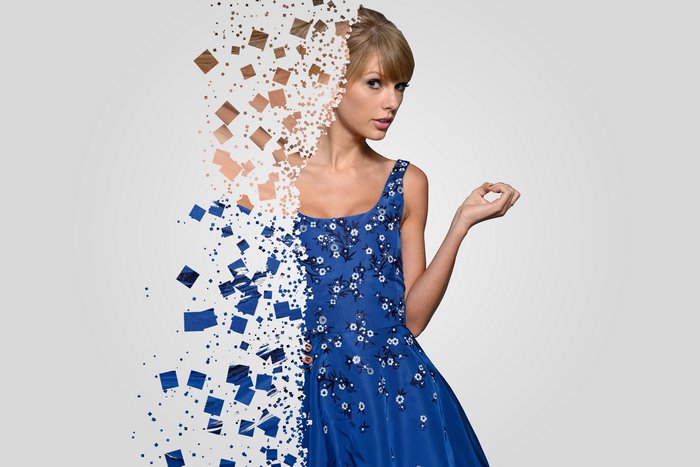 Taylor Swift in blue floral dress