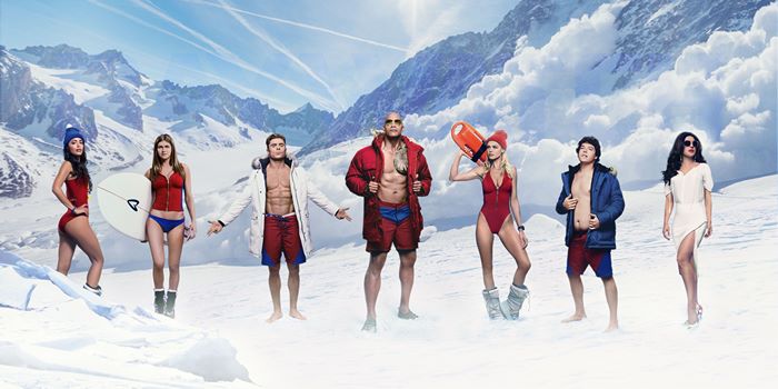 Baywatch cast in snowy mountains
