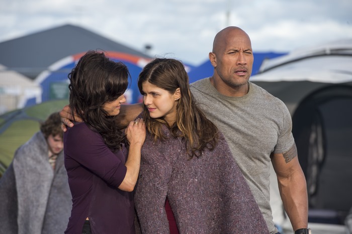 Dwayne Johnson with two women
