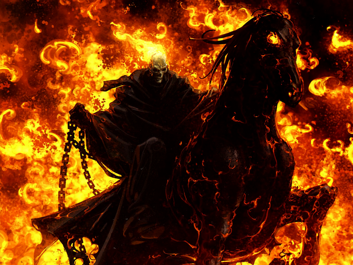 Ghost Rider on a fiery horse