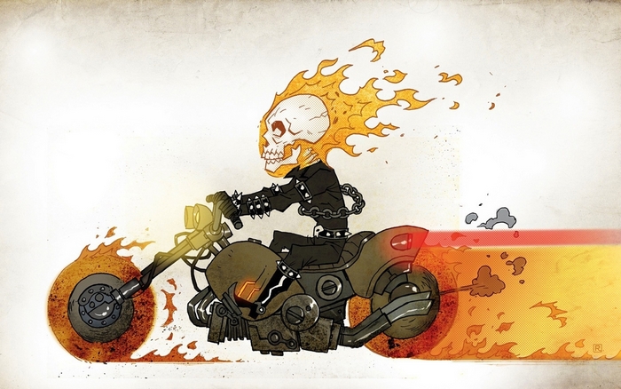 Ghost Rider on a flaming motorcycle