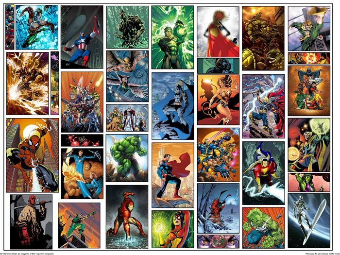 Collage of DC and Marvel Superheroes