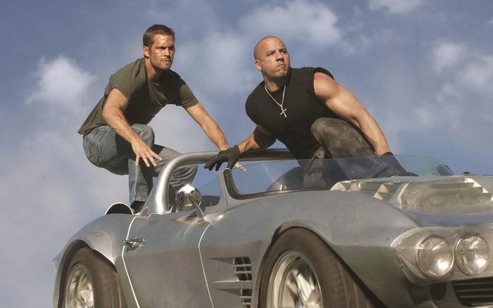 Vin Diesel and Paul Walker in a car