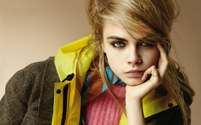 Cara Delevingne in yellow jacket