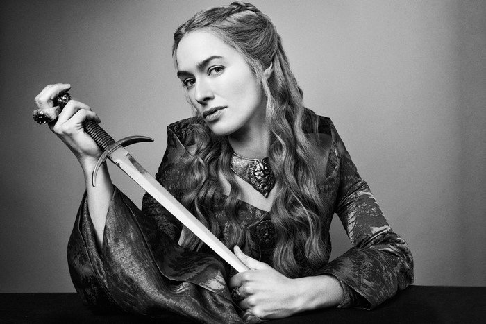 Lena Headey holding a sword