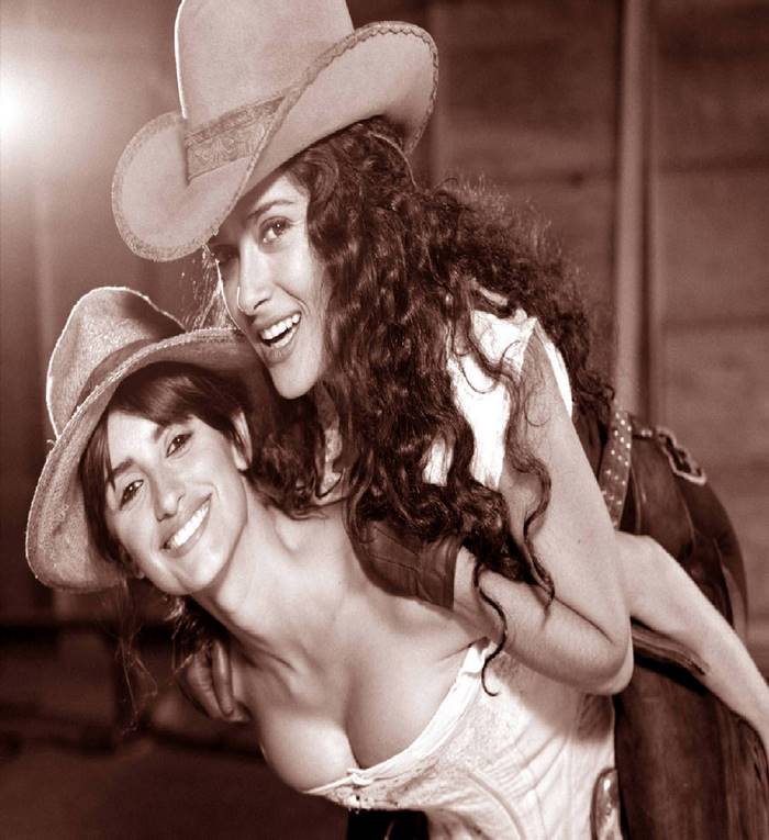 Penélope Cruz and another woman in cowboy hats