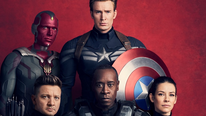 Vision, Captain America, War Machine, Hawkeye, and Wasp from Marvel