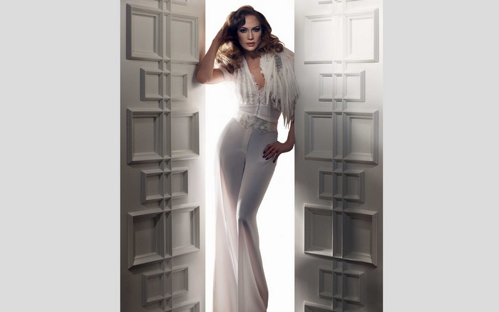 Jennifer Lopez in white jumpsuit