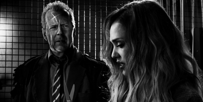 Bruce Willis and Jessica Alba in Sin City