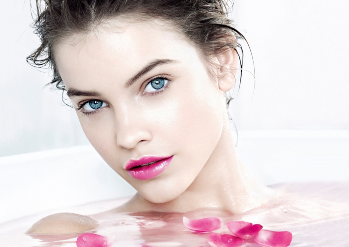 Barbara Palvin in bathtub with rose petals