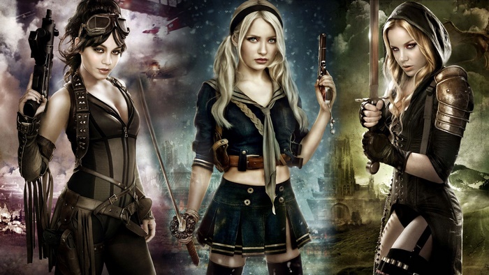 Vanessa Hudgens and two women with weapons