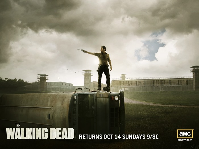 Rick Grimes from The Walking Dead on a prison bus