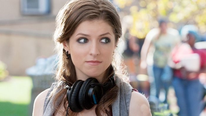 Anna Kendrick with headphones