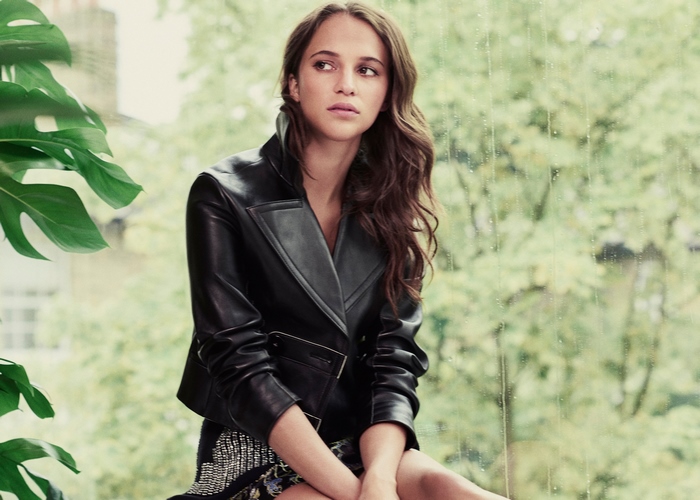 Alicia Vikander in Leather Jacket