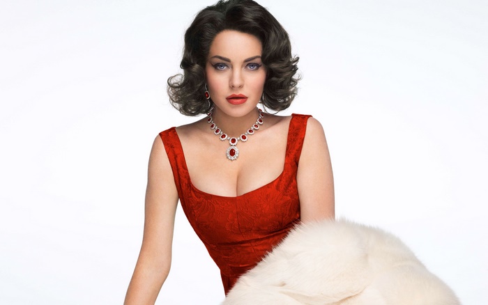 Lindsay Lohan in a red dress