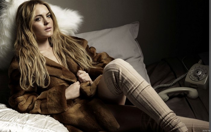 Lindsay Lohan in fur coat