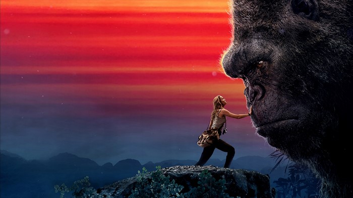 Brie Larson and King Kong in Skull Island