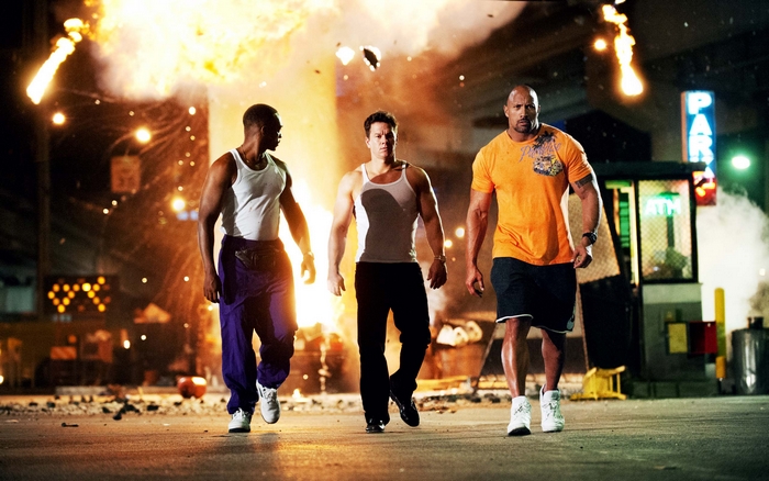 Mark Wahlberg, Dwayne Johnson, and Tyrese Gibson in Pain & Gain