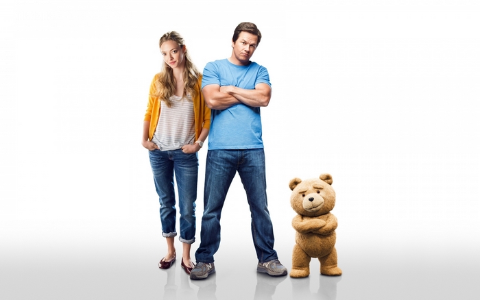Amanda Seyfried, Mark Wahlberg, and Ted from Ted