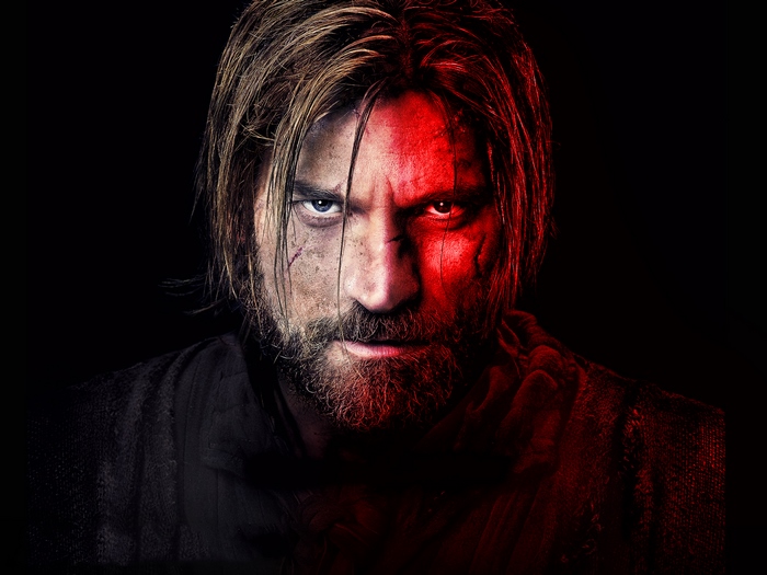 Nikolaj Coster-Waldau with red lighting