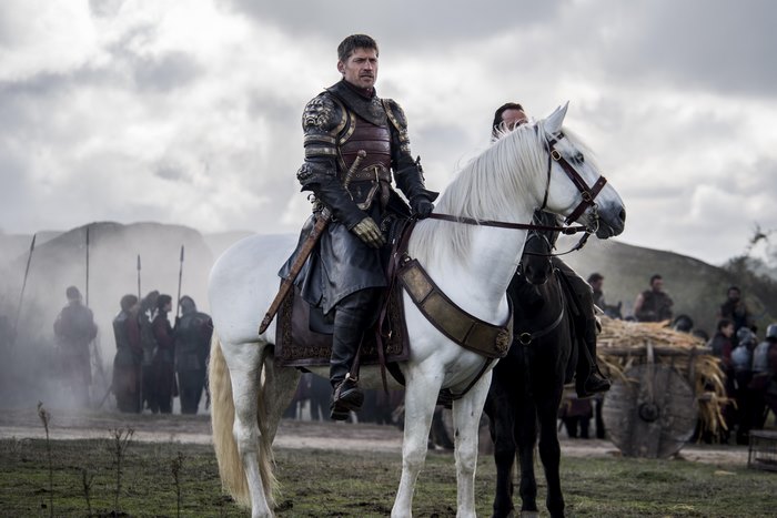 Jaime Lannister from Game of Thrones on horseback