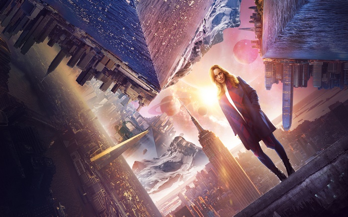 Rachel McAdams in a surreal cityscape