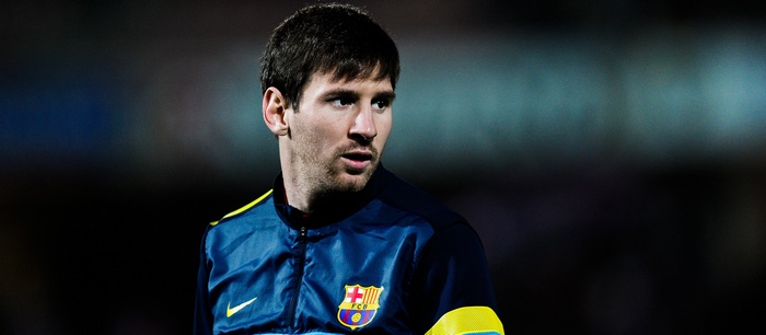Lionel Messi wearing FC Barcelona jacket