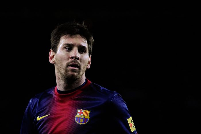 Lionel Messi wearing a Barcelona jersey