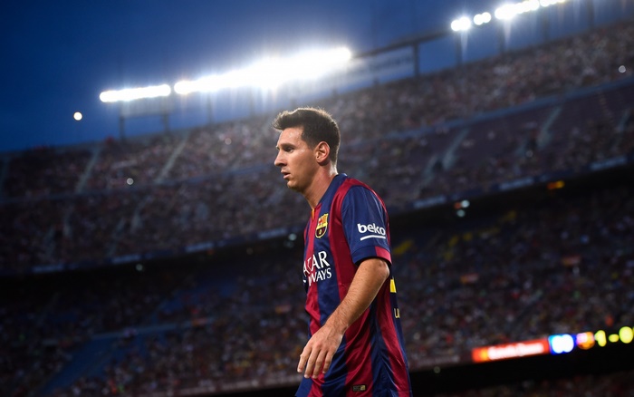Lionel Messi in Barcelona stadium