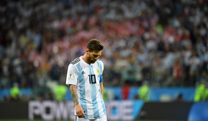 Lionel Messi in Argentina Football Kit on Field