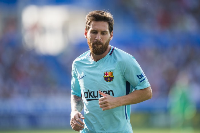 Lionel Messi playing for Barcelona