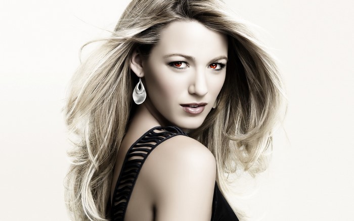 Blake Lively with red eyes