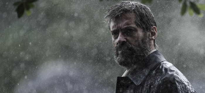 Hugh Jackman in the rain
