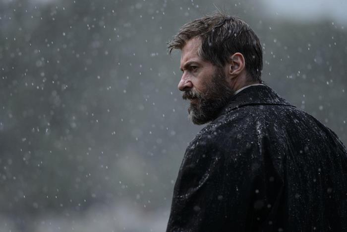 Hugh Jackman in the rain