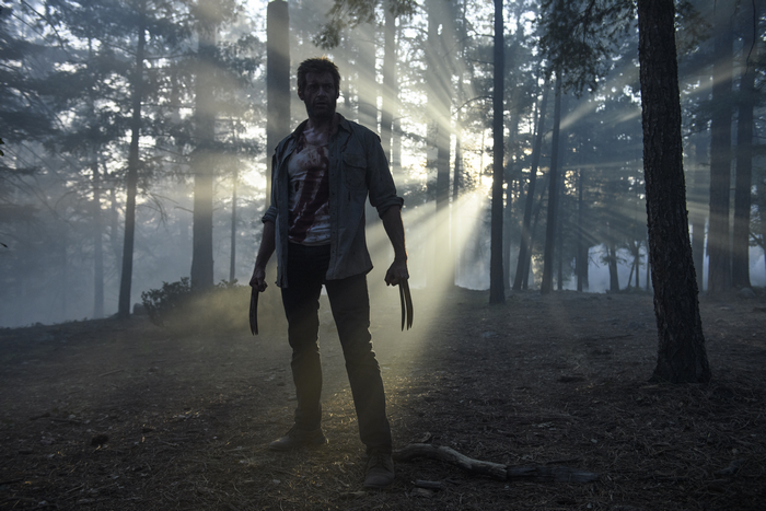 Hugh Jackman as Wolverine in a forest