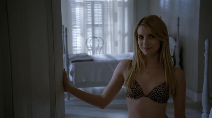 Emma Roberts in a bedroom