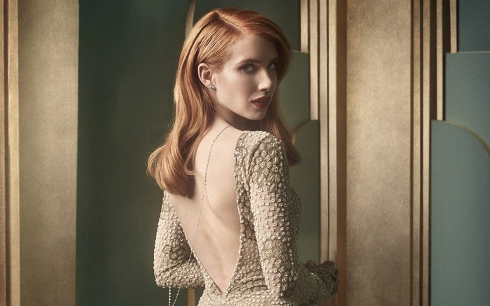 Emma Roberts in a sequined dress