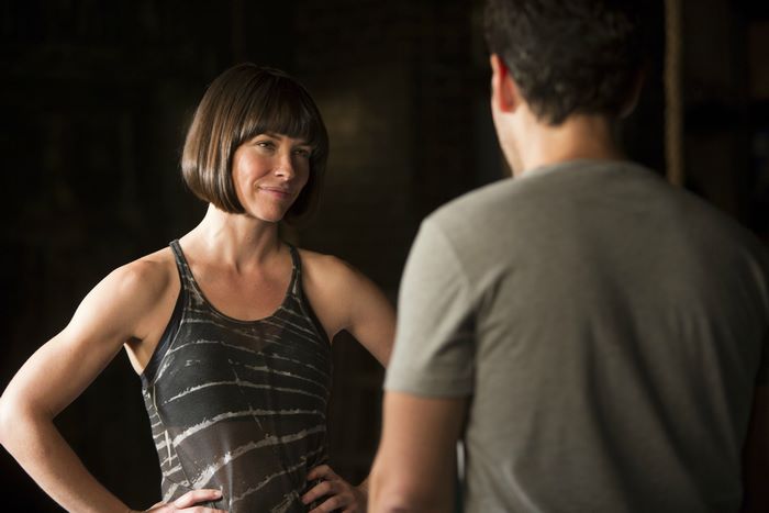 Evangeline Lilly Smiling in Casual Tank Top