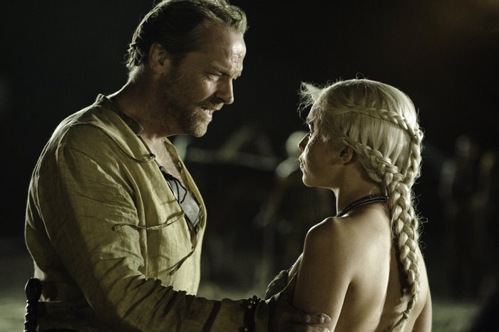 Iain Glen and Emilia Clarke in Game of Thrones