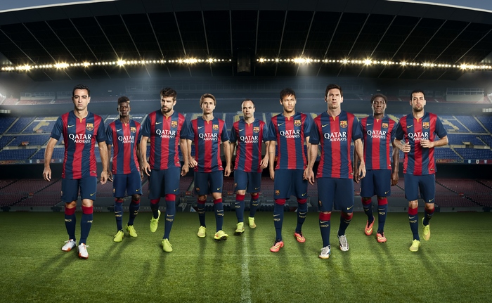 FC Barcelona players in stadium