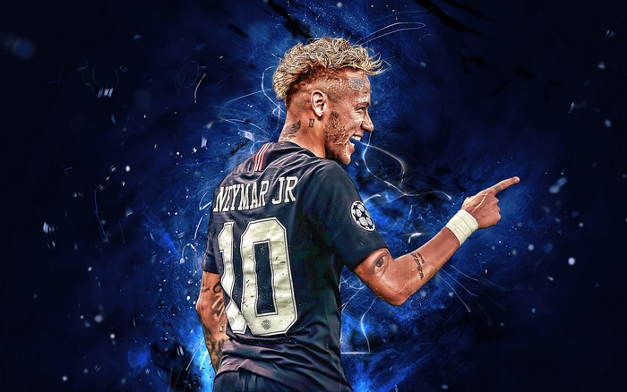 Neymar Jr Celebrating in Blue Football Jersey