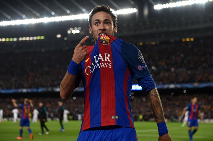Neymar Jr Celebrates Goal in Barcelona Jersey